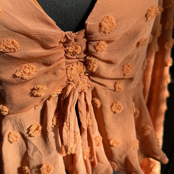 Altar’d State Crop Bell Sleeve Swiss Dot Blouse Sz. S - Picture 4 of 7